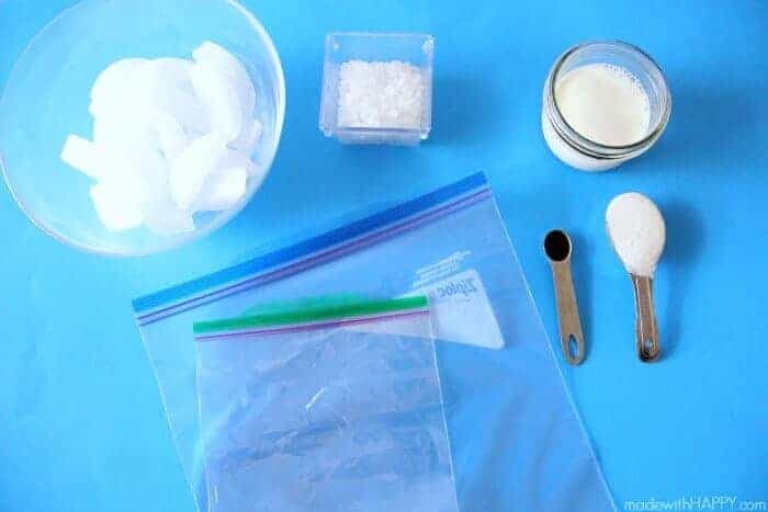 Simple Ice Cream in a Bag, Kids Summer Activities, Making Homemade Ice Cream without ice cream maker. Ice Cream in a bag | www.madewithhappy.com