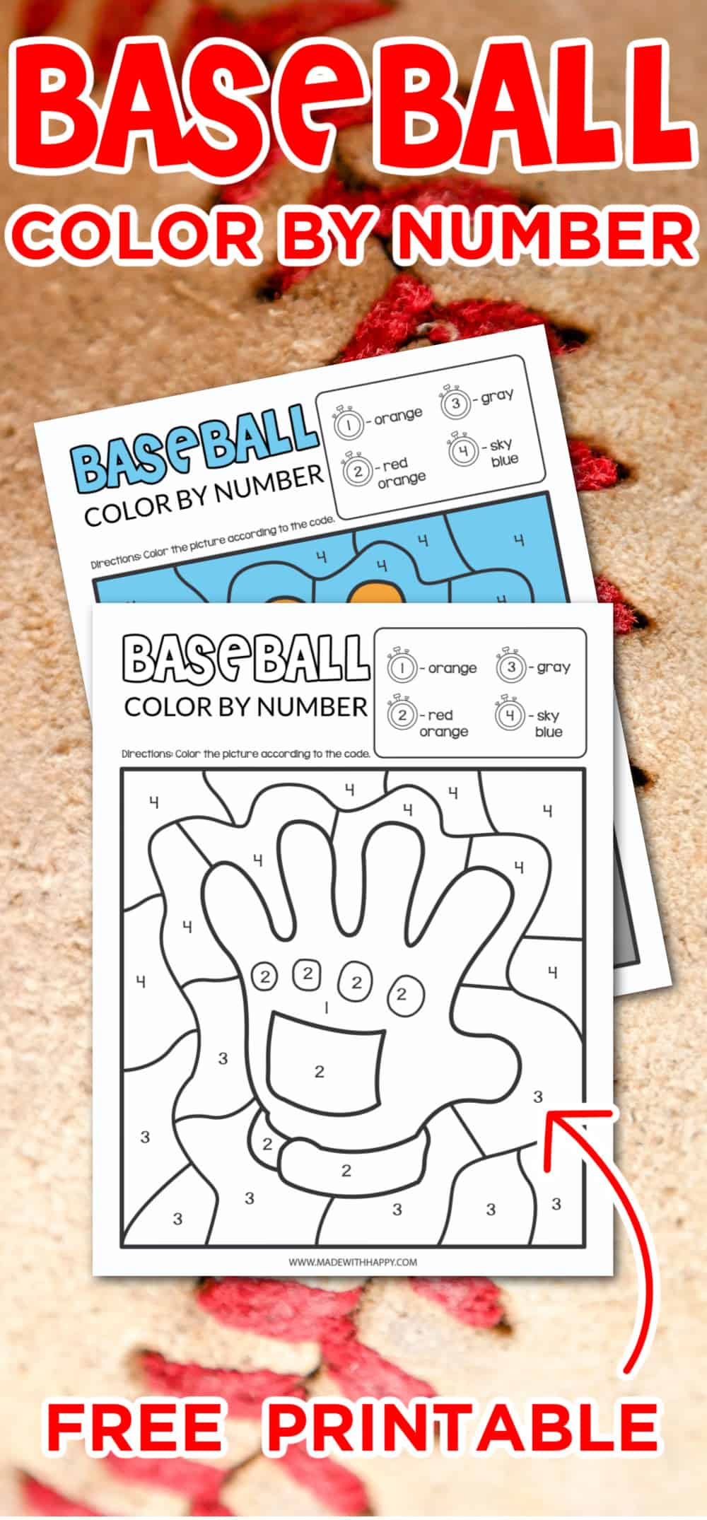baseball coloring pages color by number worksheets 1st grade