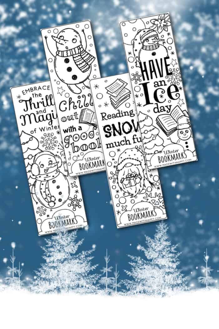 bookmarks to color Winter