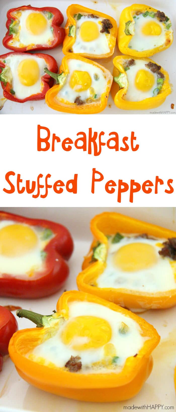 Breakfast Stuffed Peppers | Sausage Stuffed Pepper | Brunch Ideas | Sausage, Egg and Cheese in a Bellpepper | www.madewithhappy.com