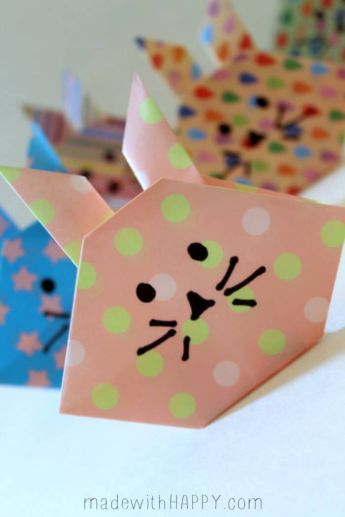 Bunny Origami - How To | Easter Decoration |Easter Kids Crafts | Bunny Place Settings | Easter Paper | www.madewithHAPPY.com