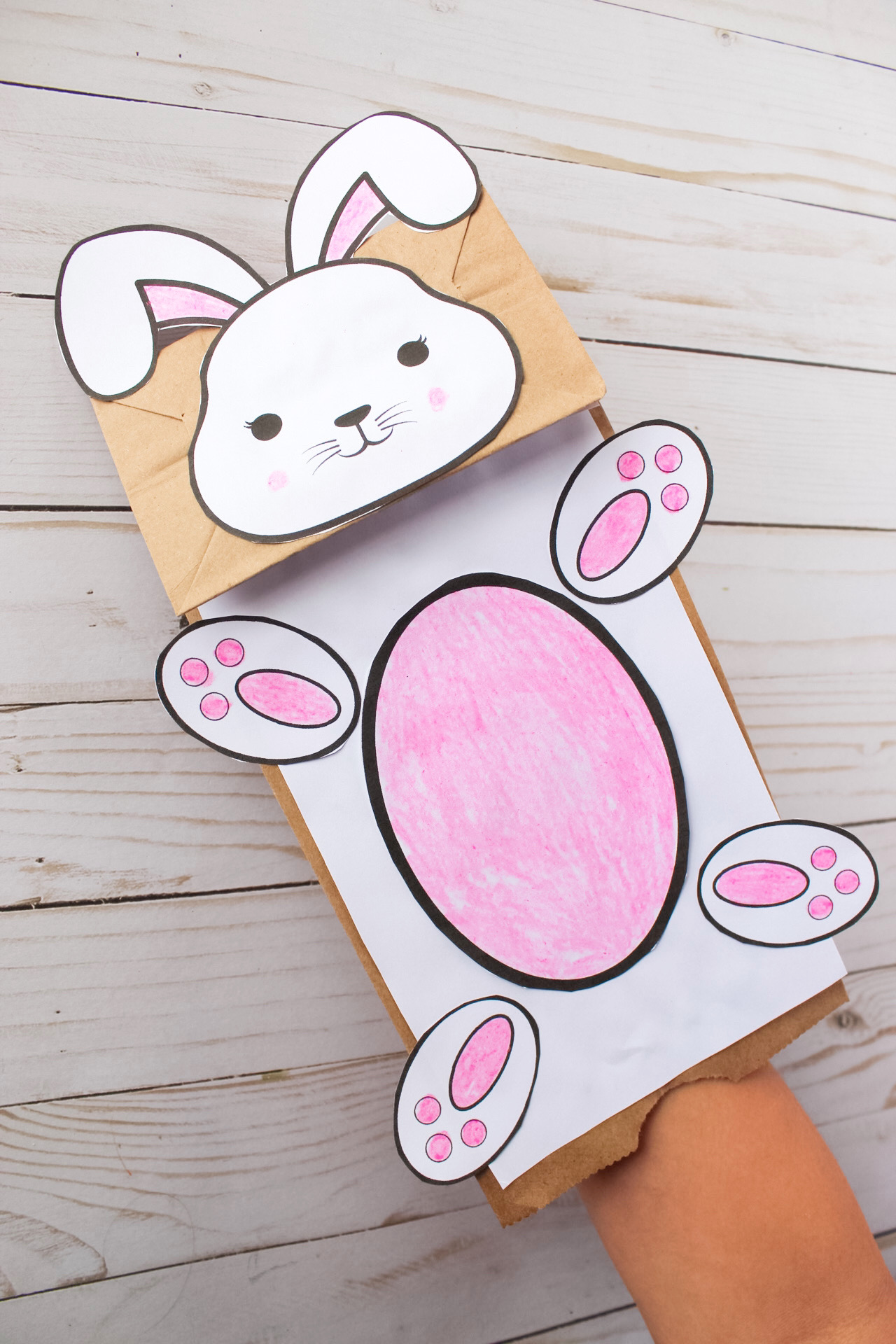 bunny paper bag puppet kids craft