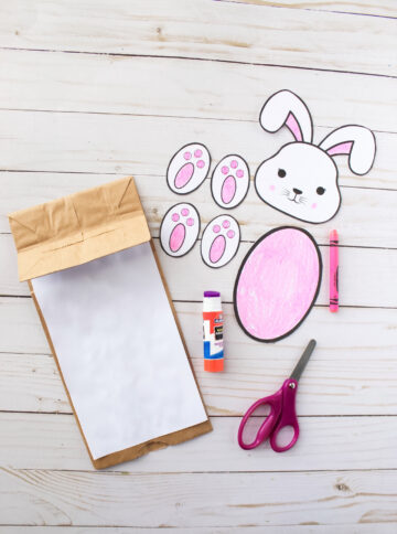 Bunny Paper Bag Puppet with Free Printable Bunny Template