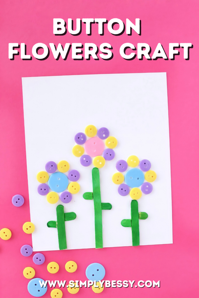button flowers craft for kids pin image