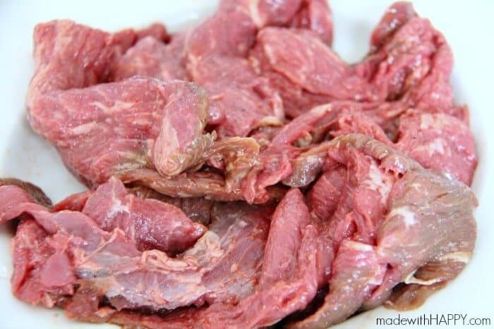 raw carne asada meat