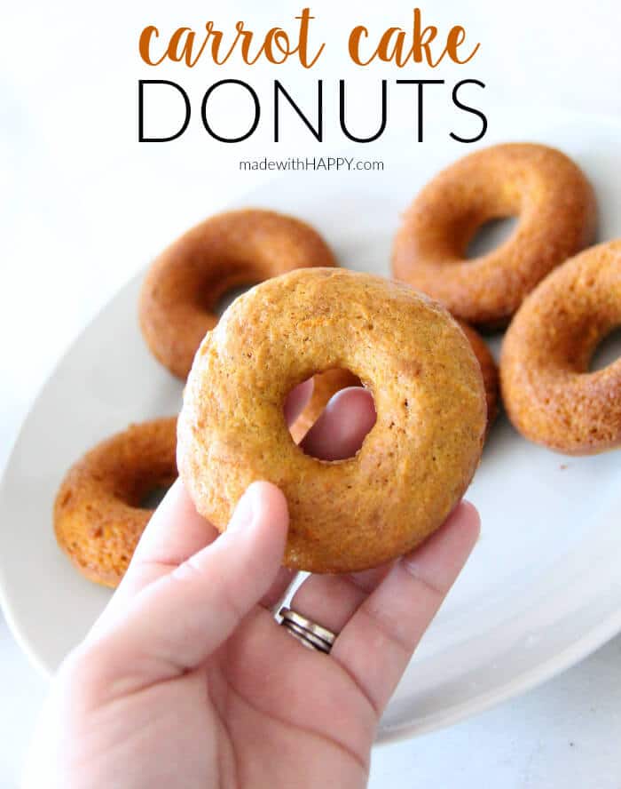 Homemade Carrot Cake Donuts with Cream Cheese Frosting | No Fry Baked Donuts | Carrot Cake Doughnuts | www.madewithHAPPY.com