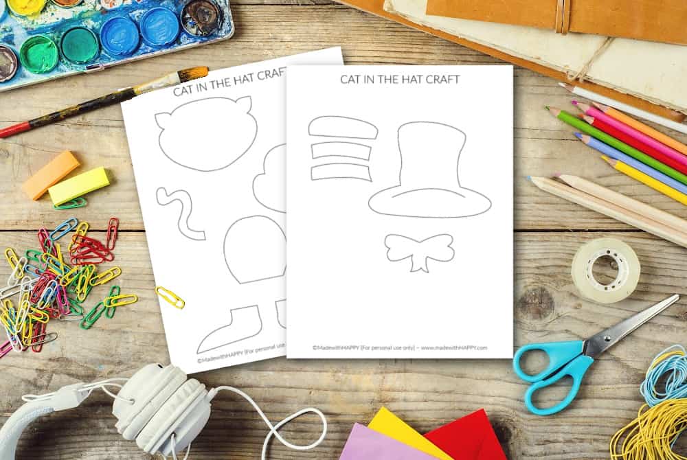 cat in the hat paper bag craft template