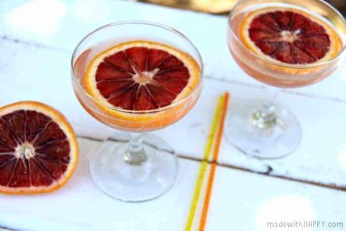 Blood Orange Champagne Cocktail | Blood Orange Drinks | Mocktail version included | www.madewithHAPPY.com