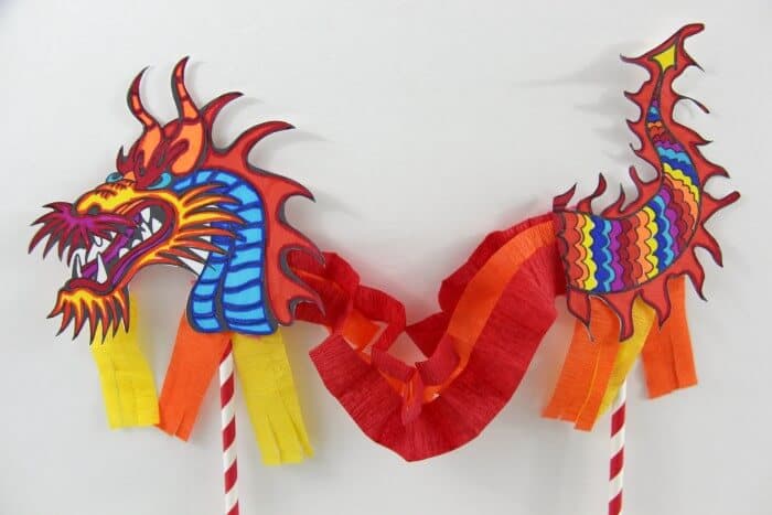 Chinese Dragon Puppet | Preschool Crafts | Chinese Kids Crafts | Dragon Puppet | www.madewithHAPPY.com
