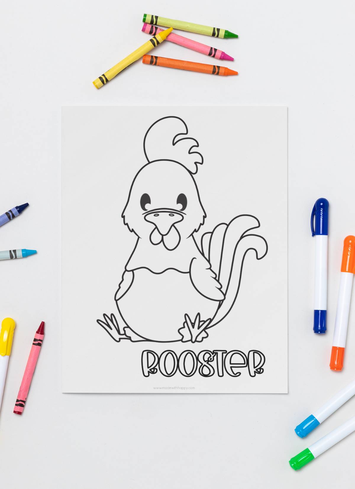 chinese new year rooster coloring page for kids