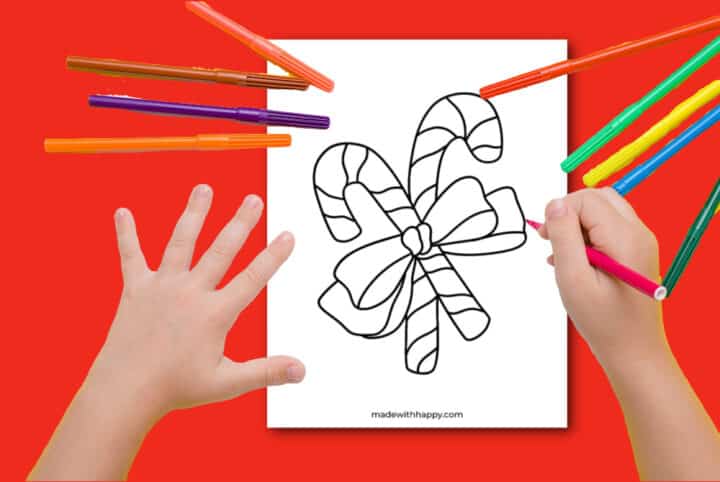 Free Printable Candy Cane Coloring Page - Made with HAPPY