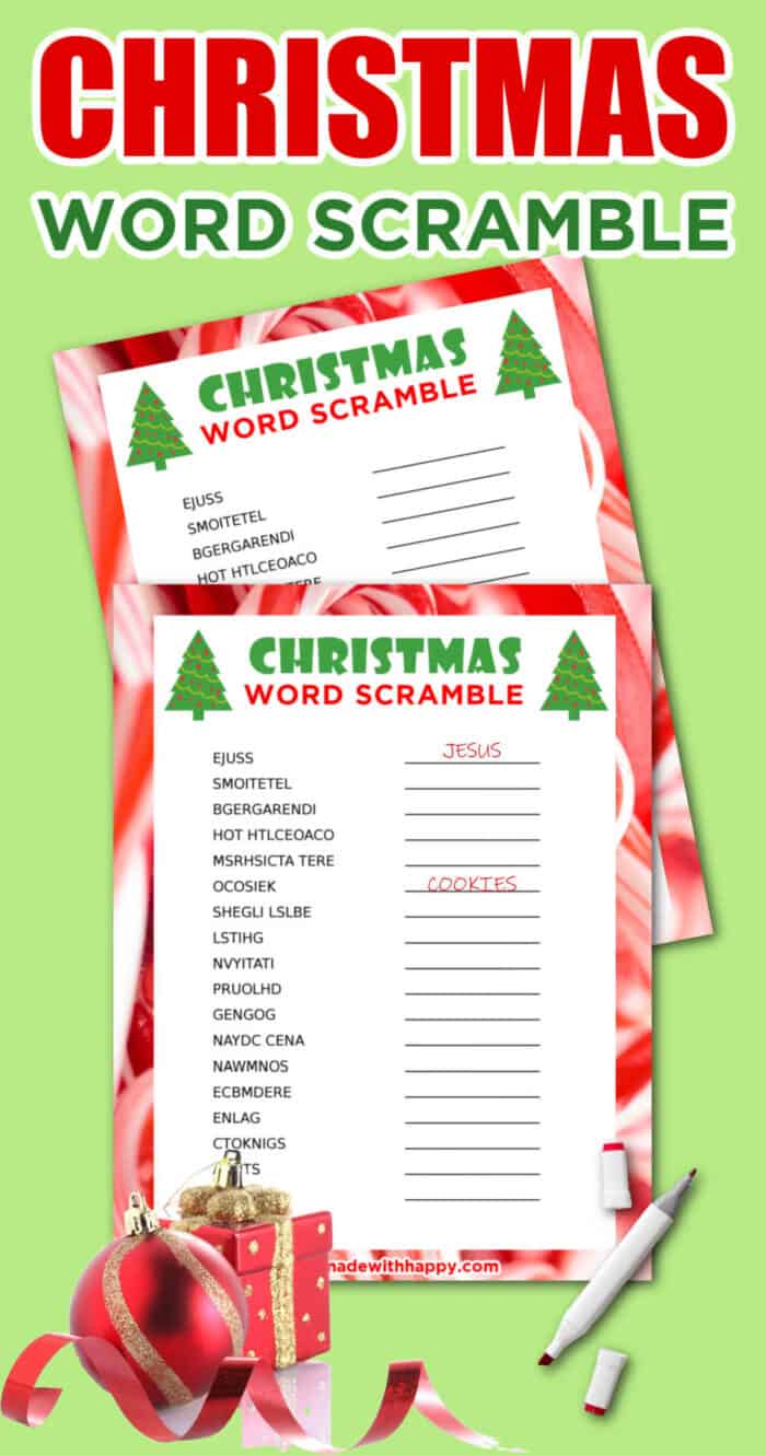 Christmas Scramble Words with Answers
