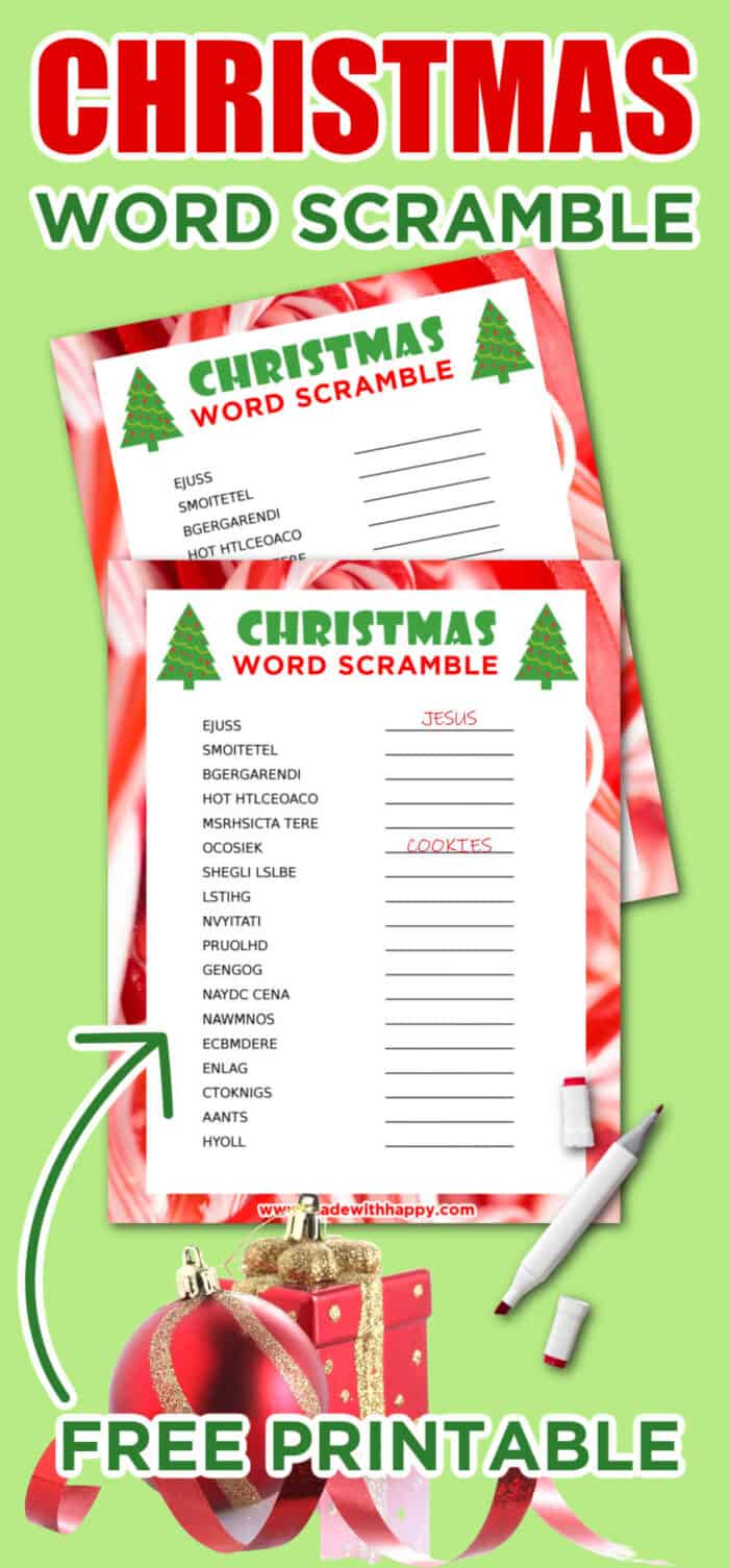 Christmas Scrambled Words