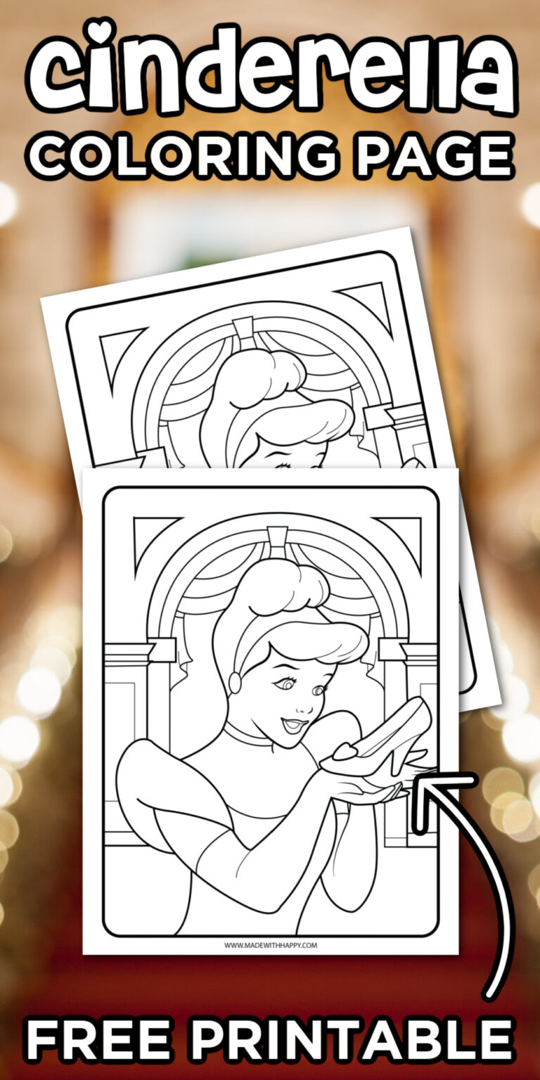 Cinderella Coloring Page FREE Printable - Made with HAPPY