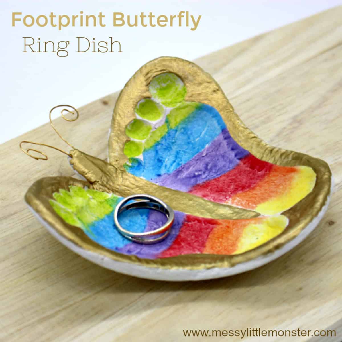 clay footprint ring dish butterfly