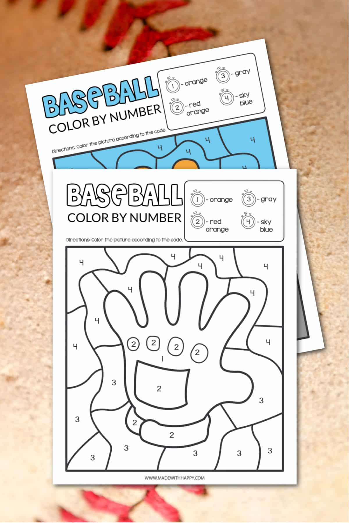 color by number baseball