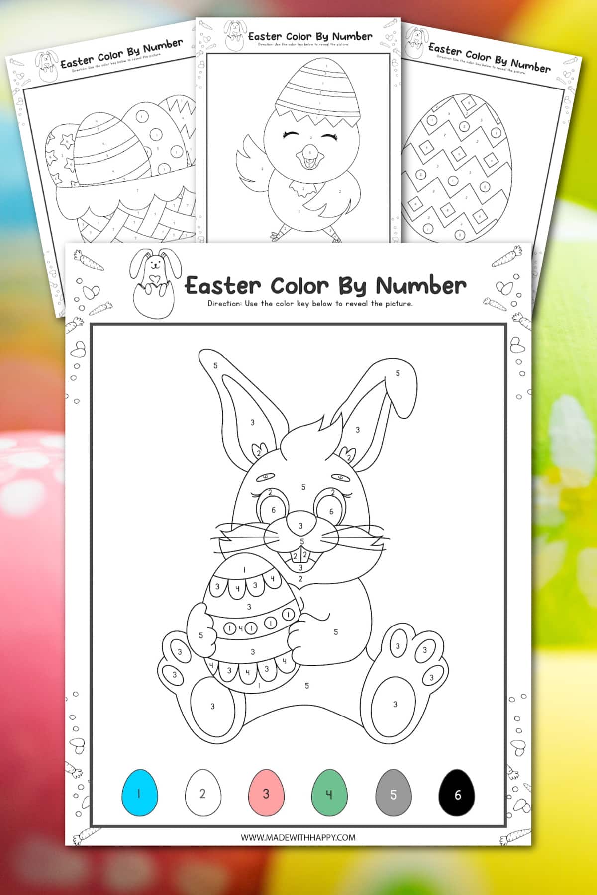 color by number easter bunny