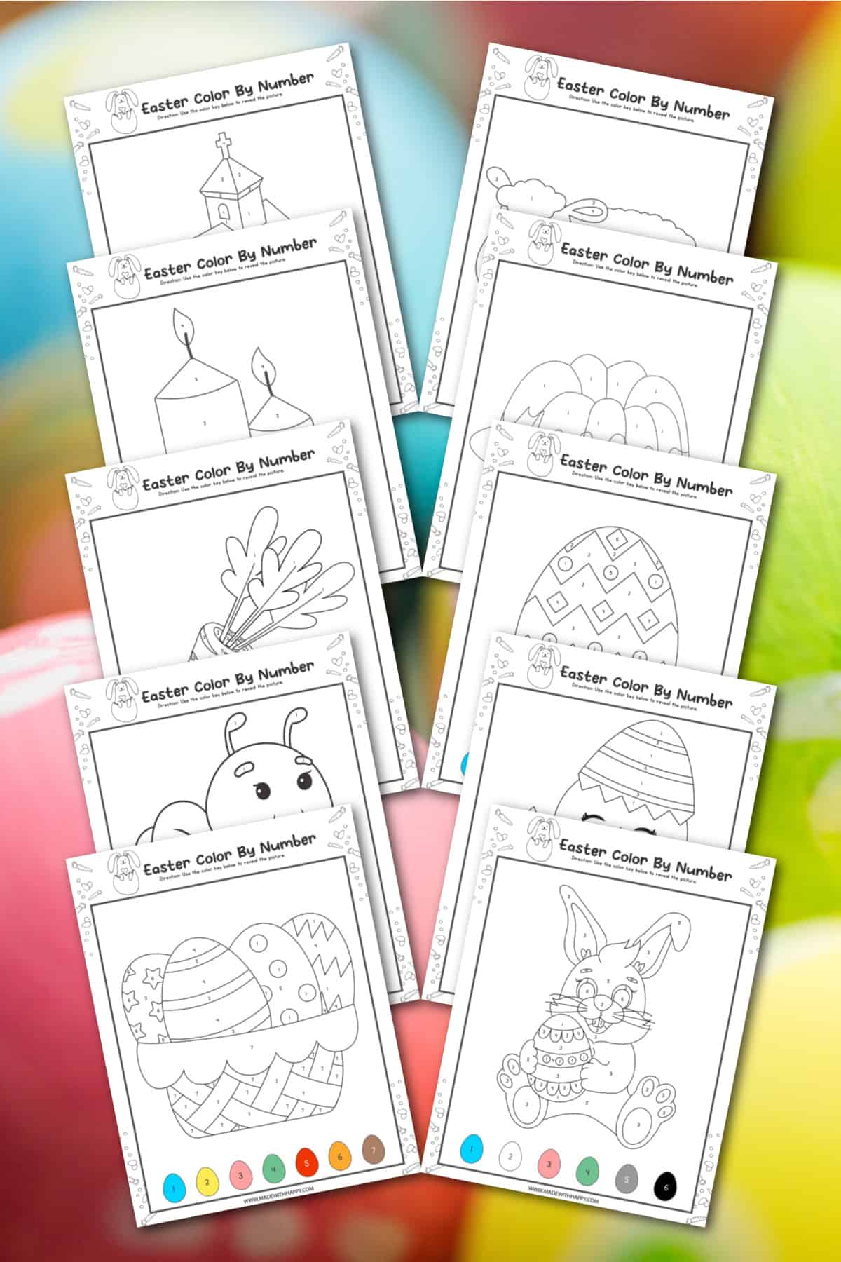 color by number easter printables