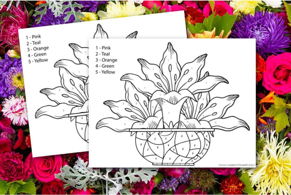 Free Color By Number Flowers - Made with Happy