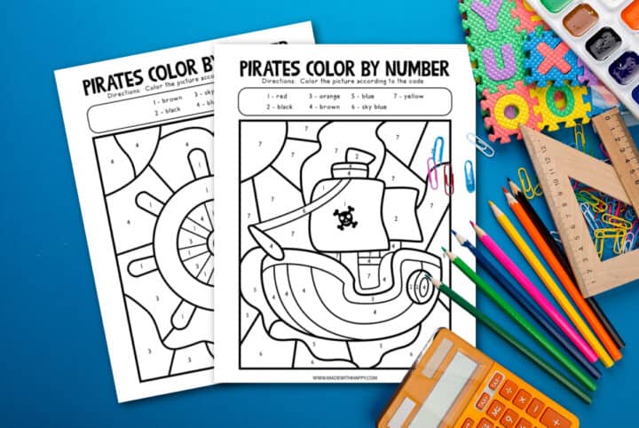 FREE Pirate Color By Number Worksheets - Made with HAPPY