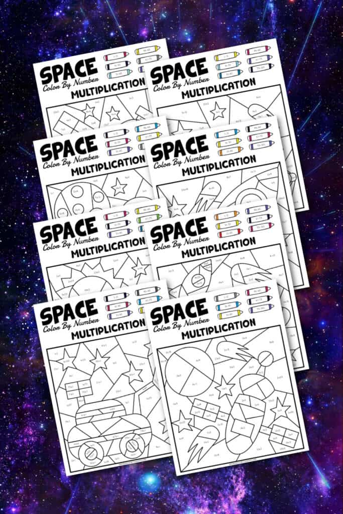 Space Color Math Space Color By Number Multiplication - Made with HAPPY