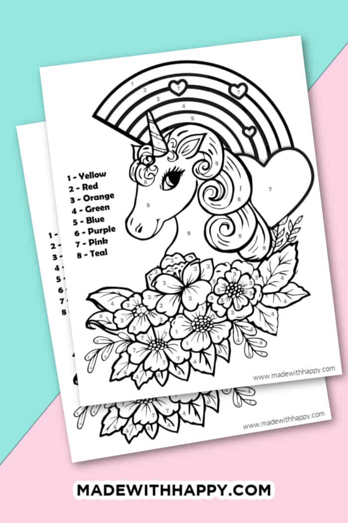 unicorn color by number free printable unicorn coloring pages