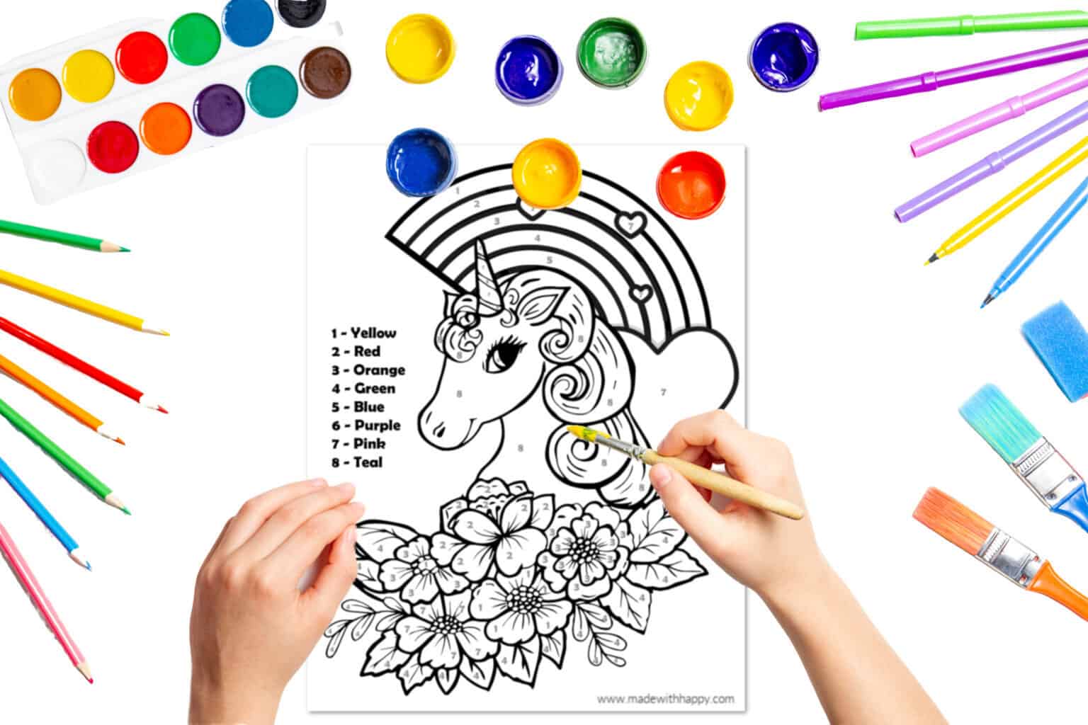 Unicorn Color By Number Free Printable Unicorn Coloring Pages