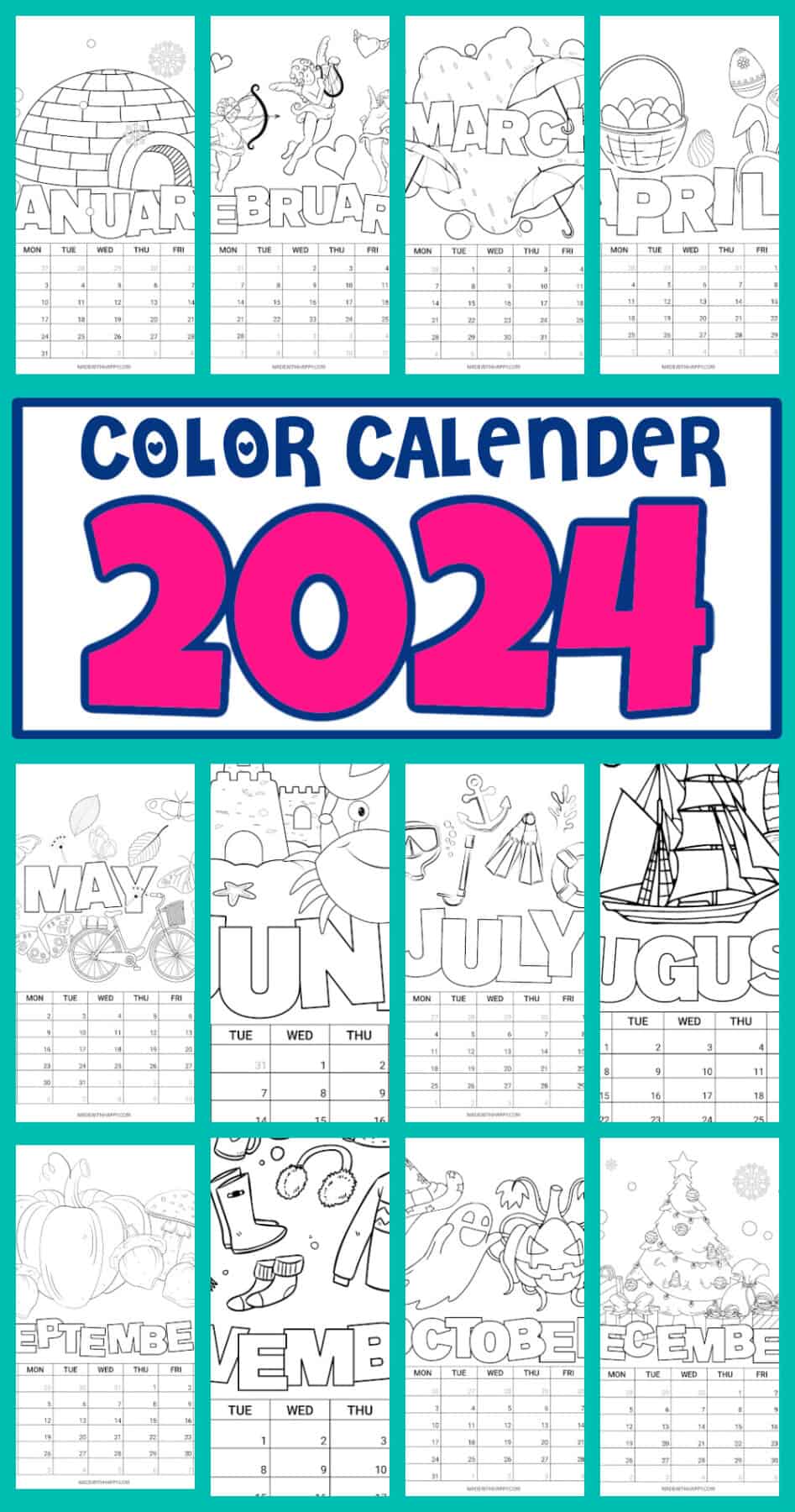 coloring calendar 2024