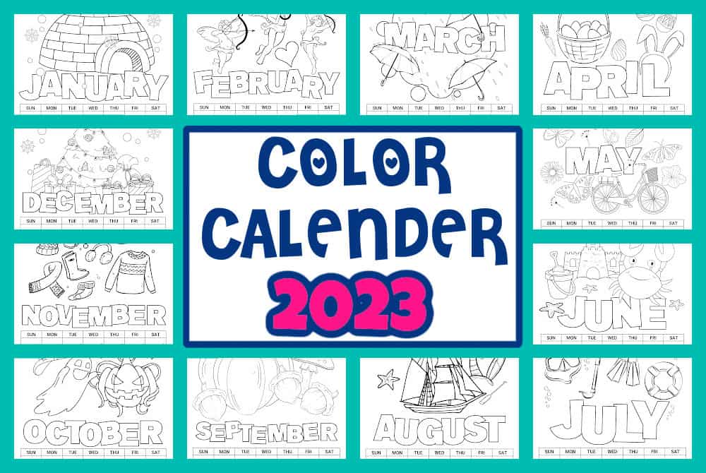 2023 Printable Coloring Calendar For Kids - Made with HAPPY