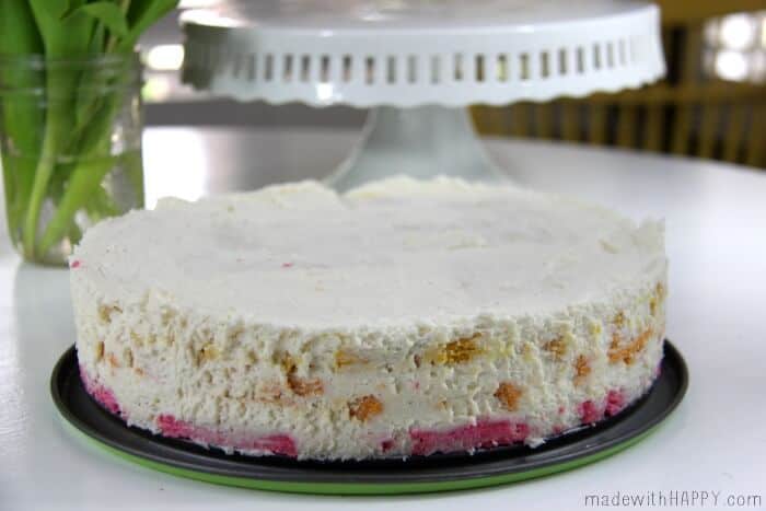 Spring Rainbow Icebox Cake | Easter Dessert | Bright Colored Icebox Cake | Cream Cheese Cake | www.madewithHAPPY.com