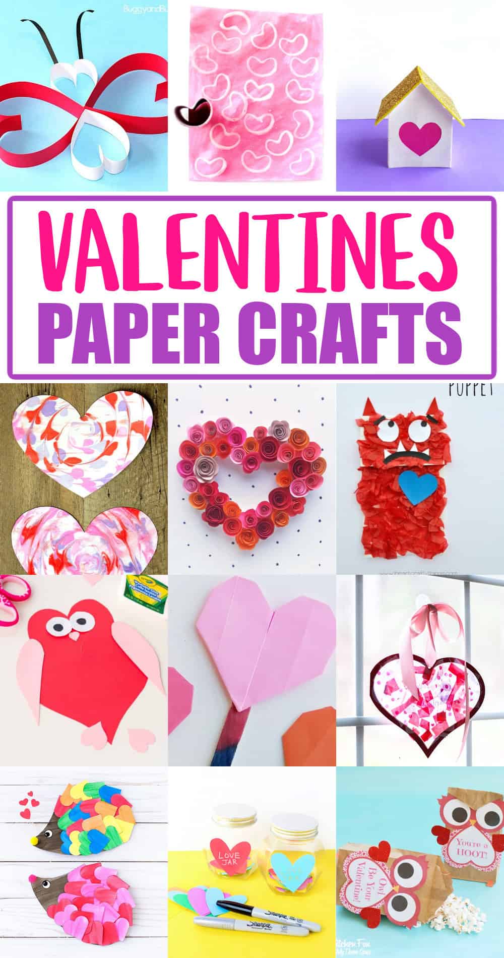 Easy Paper Crafts for Kids for Valentines Day Made with HAPPY