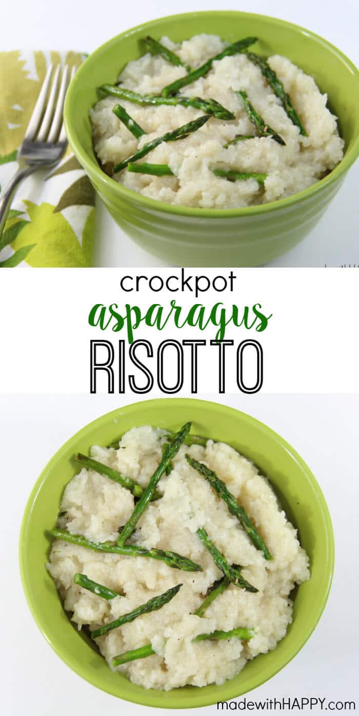 Crockpot Asparagus Risotto | Crockpot Risotto | Yummy Creamy Risotto with Asparagus | www.madewithHAPPY.com