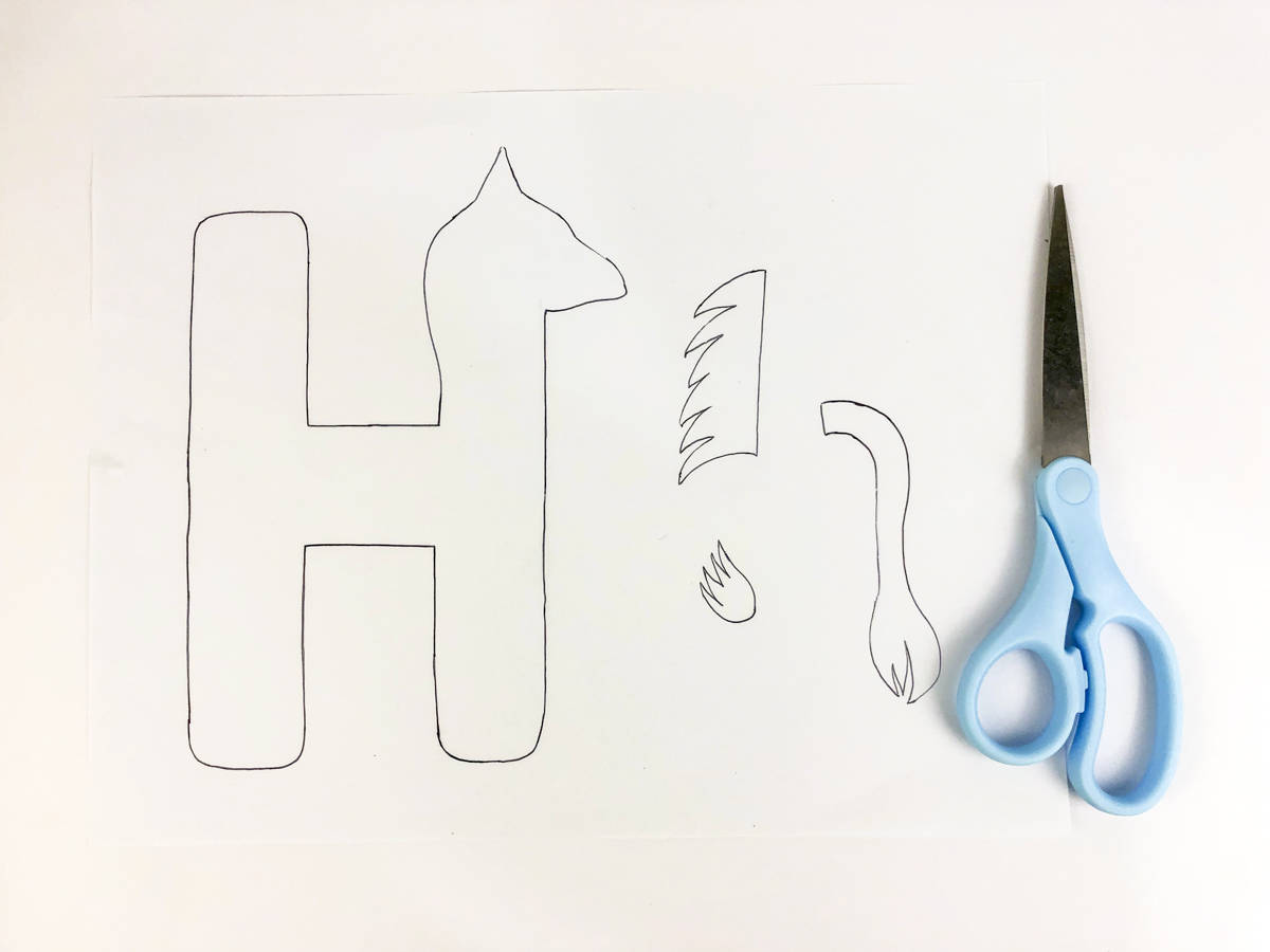 cut out h for horse template pieces