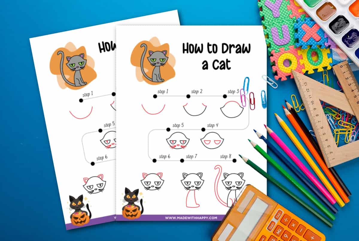 cute halloween cat drawings