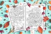 FREE Cute Thanksgiving Coloring Pages - Made with HAPPY