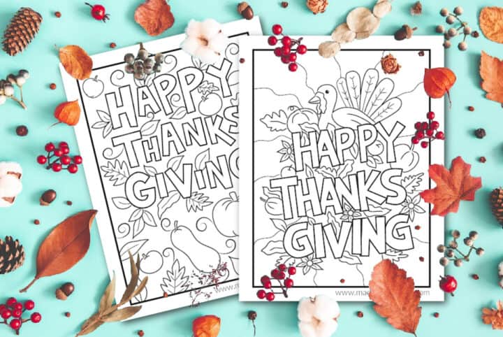 FREE Cute Thanksgiving Coloring Pages - Made with HAPPY