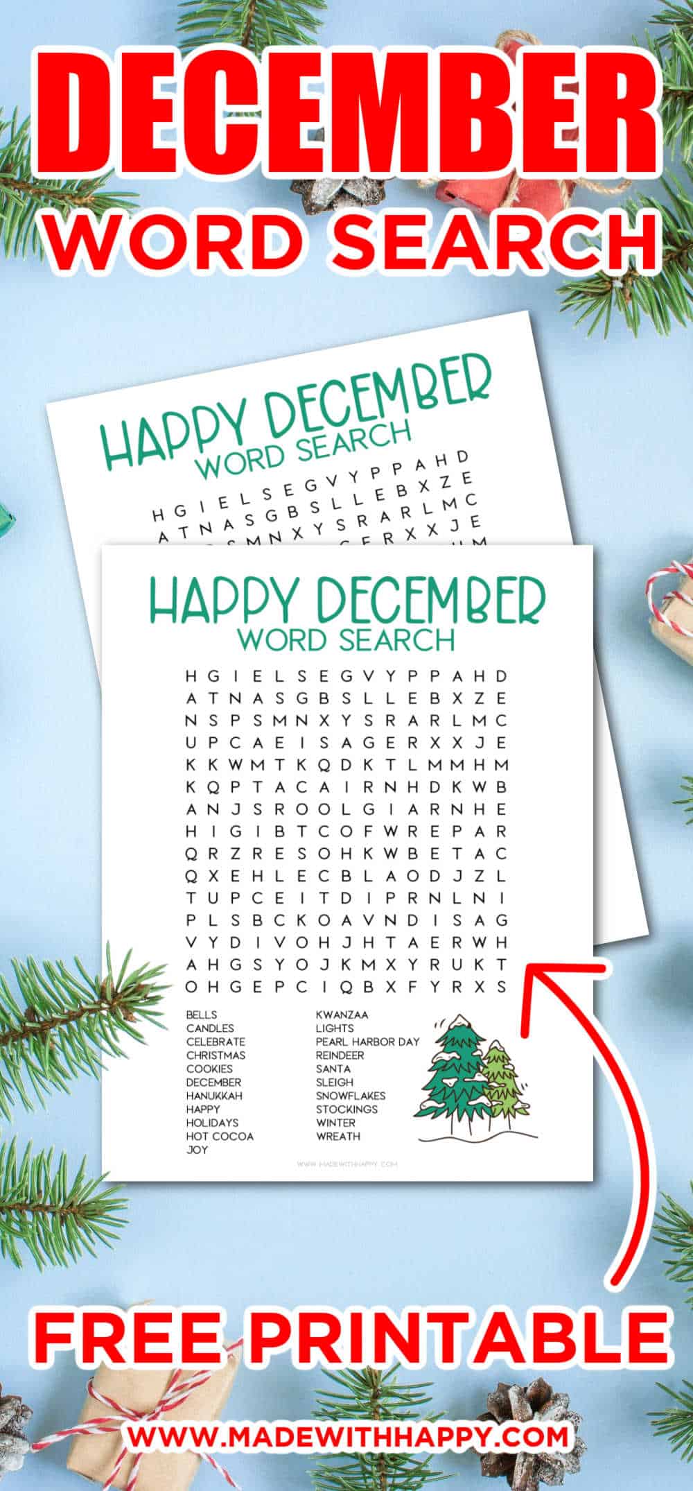 December Holiday word serch