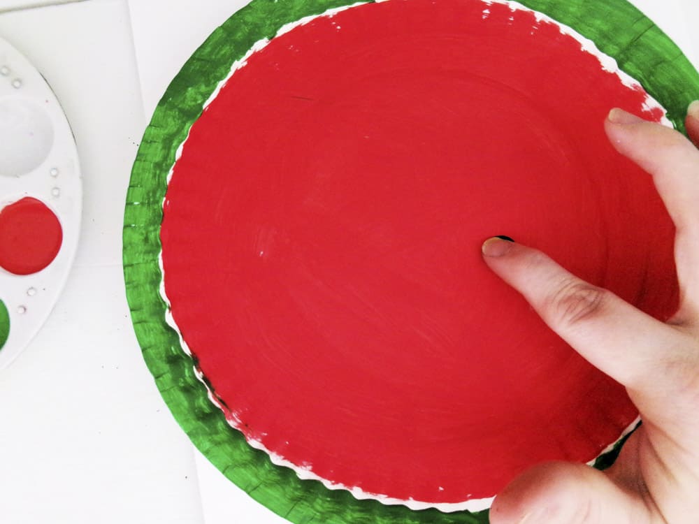 Dip Finger in Black Paint for Watermelon Craft