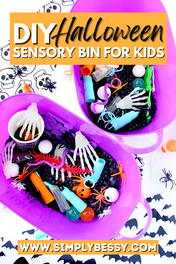 diy halloween sensory bin for kids pin image