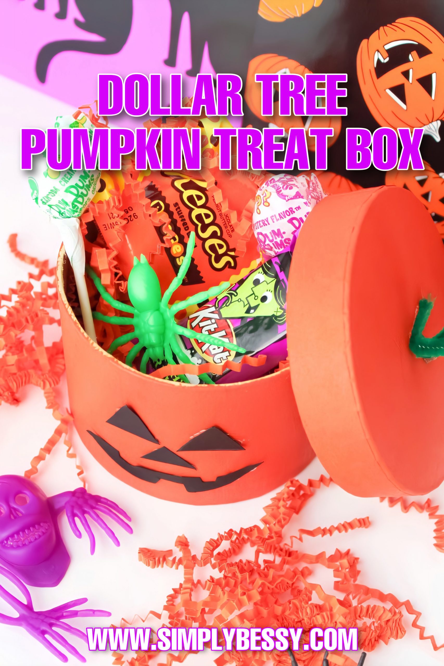 dollar tree pumpkin treat box pin image