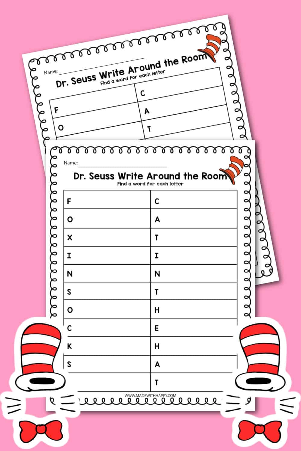 Dr. Seuss Write Around the Room