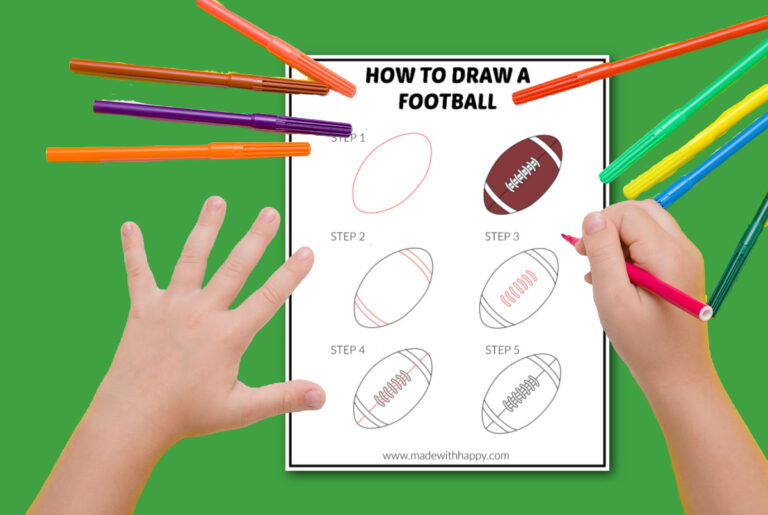 How To Draw a Football - Easy Step-By-Step Guide - Made with HAPPY