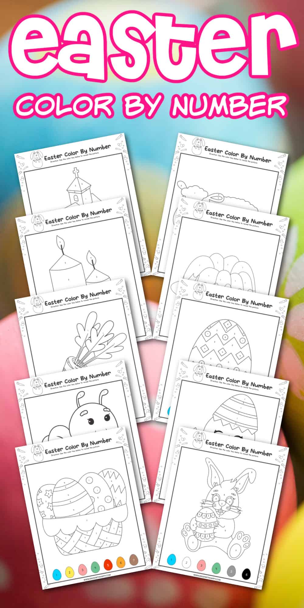 easter color by number printable