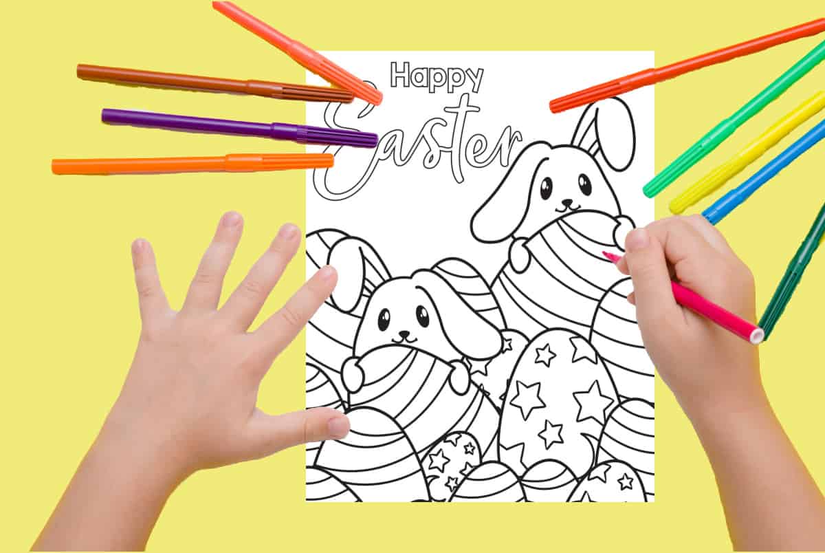 Easter Coloring Page Happy Printable
