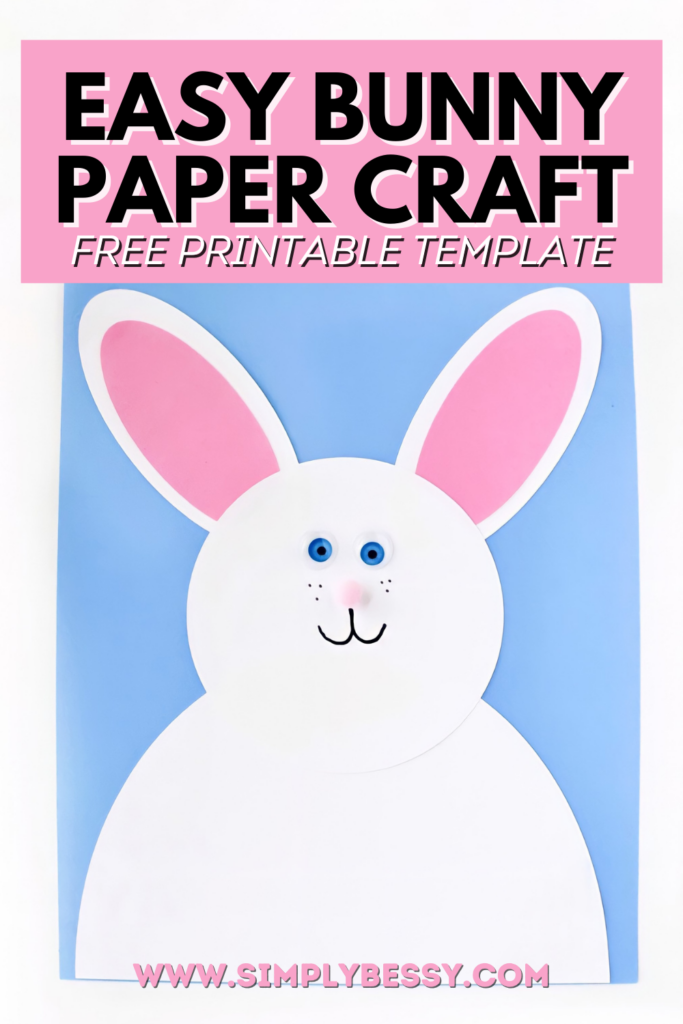 easy bunny paper craft for kids pin image