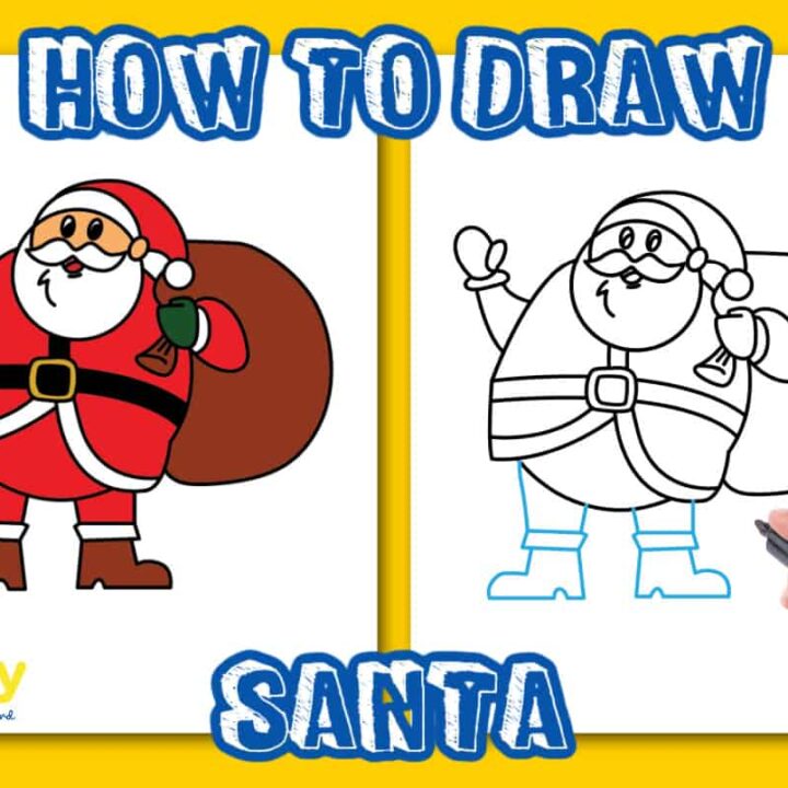 Santa Claus Drawing with Reindeer - HelloArtsy