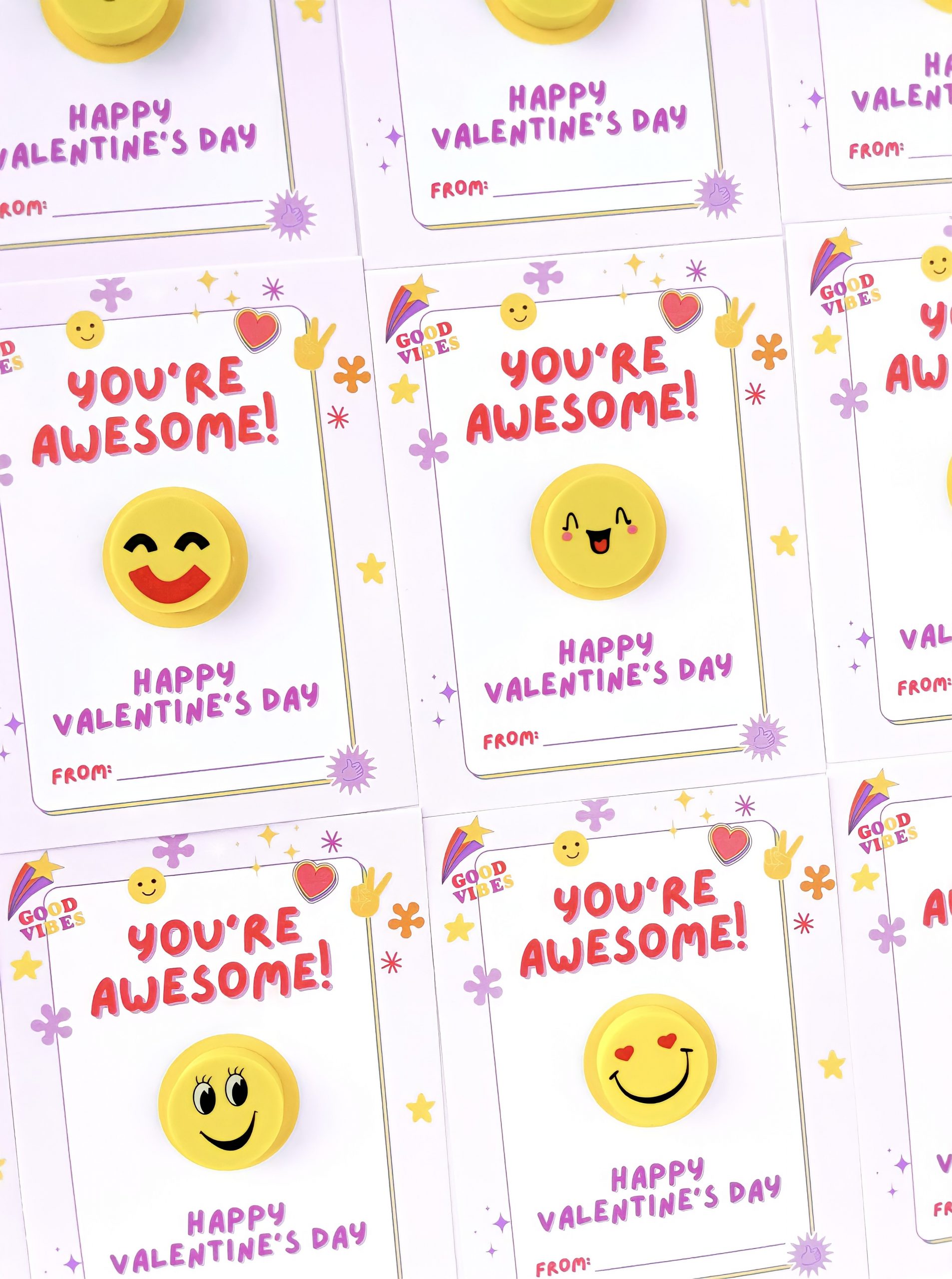 Emoji Eraser Valentine Cards - Free Printable - Made with HAPPY