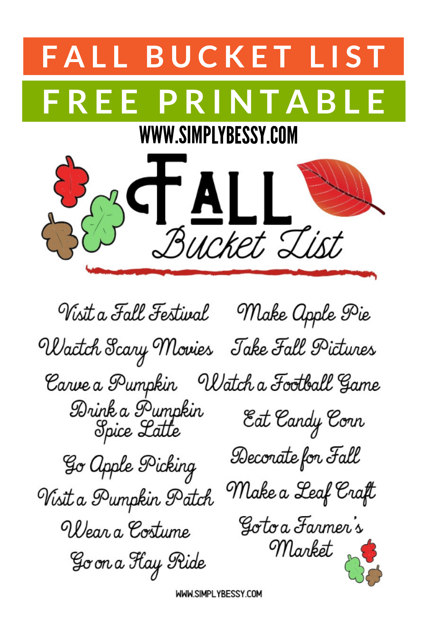 Free Printable Fall Bucket List For The Whole Family Made With HAPPY