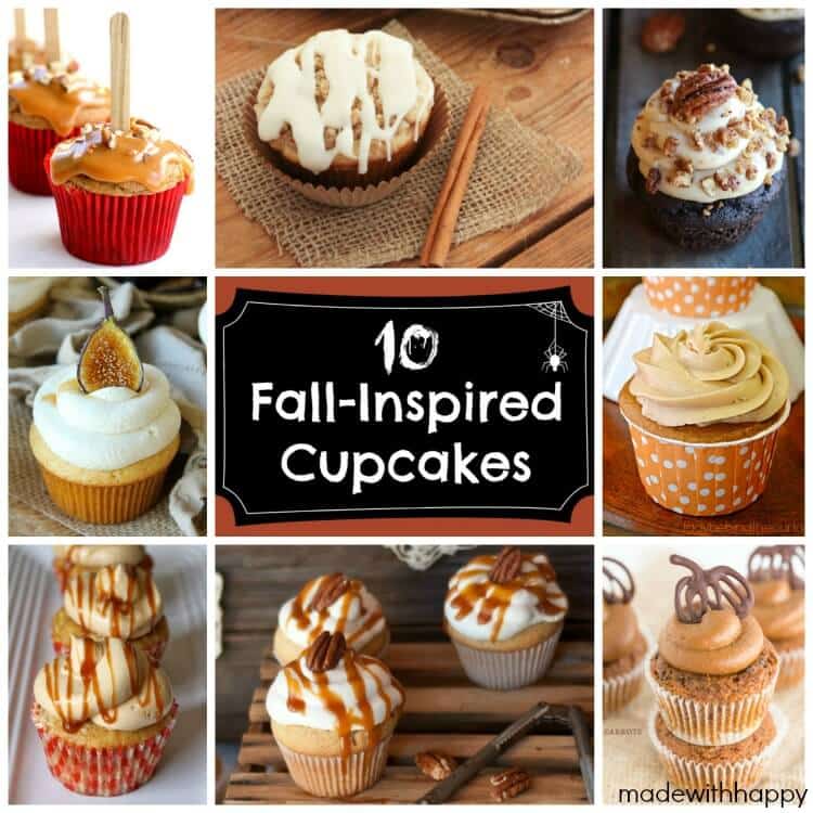 Fall Inspired Cupcakes | Apple Cupcakes, Pumpkin Cupcakes and more | www.madewithHAPPY.com