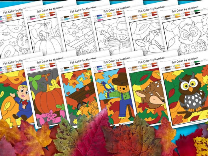 fall color by number free printable